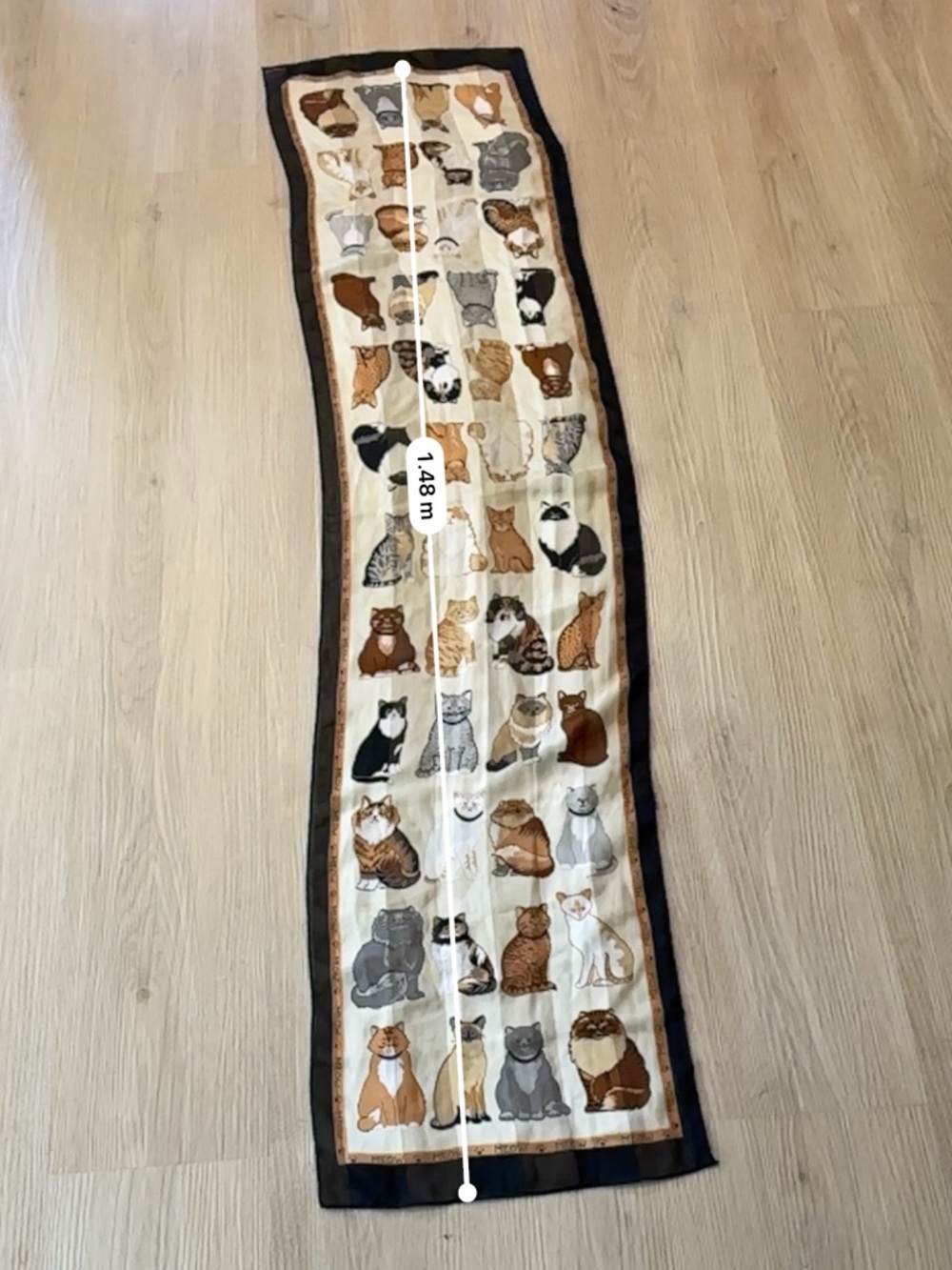 Chic Cat Print Scarf | Elegant Neck Tie Style | Statement Accessory - Picture 5 of 6
